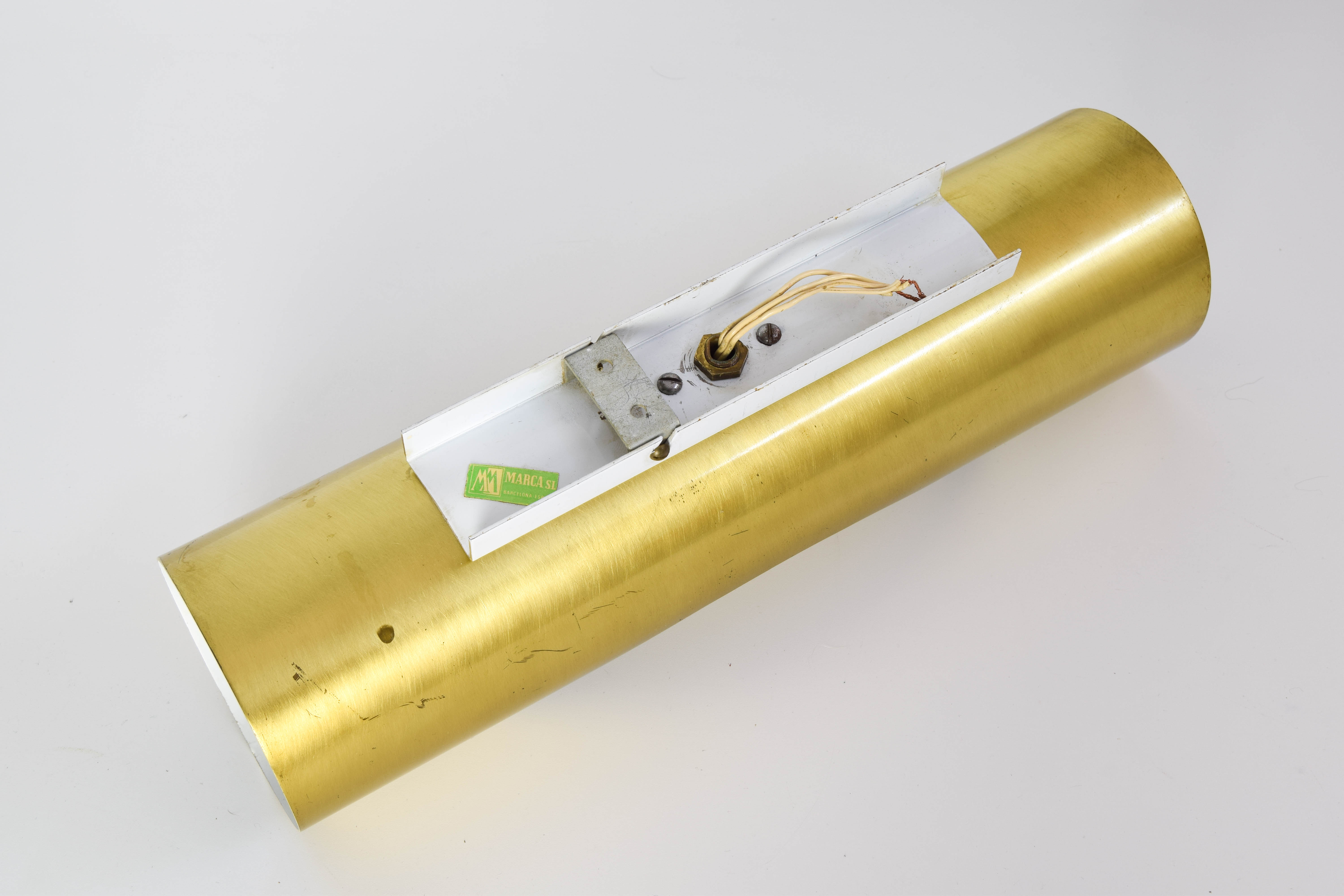 Mid Century Modern Space Age Brass Sconce by Marca SL Spain, 70s