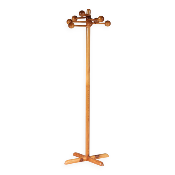 Porte-manteau en bois de pin des années 1970 du Danemark