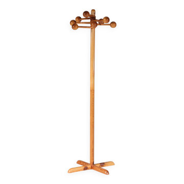 Porte-manteau en bois de pin des années 1970 du Danemark