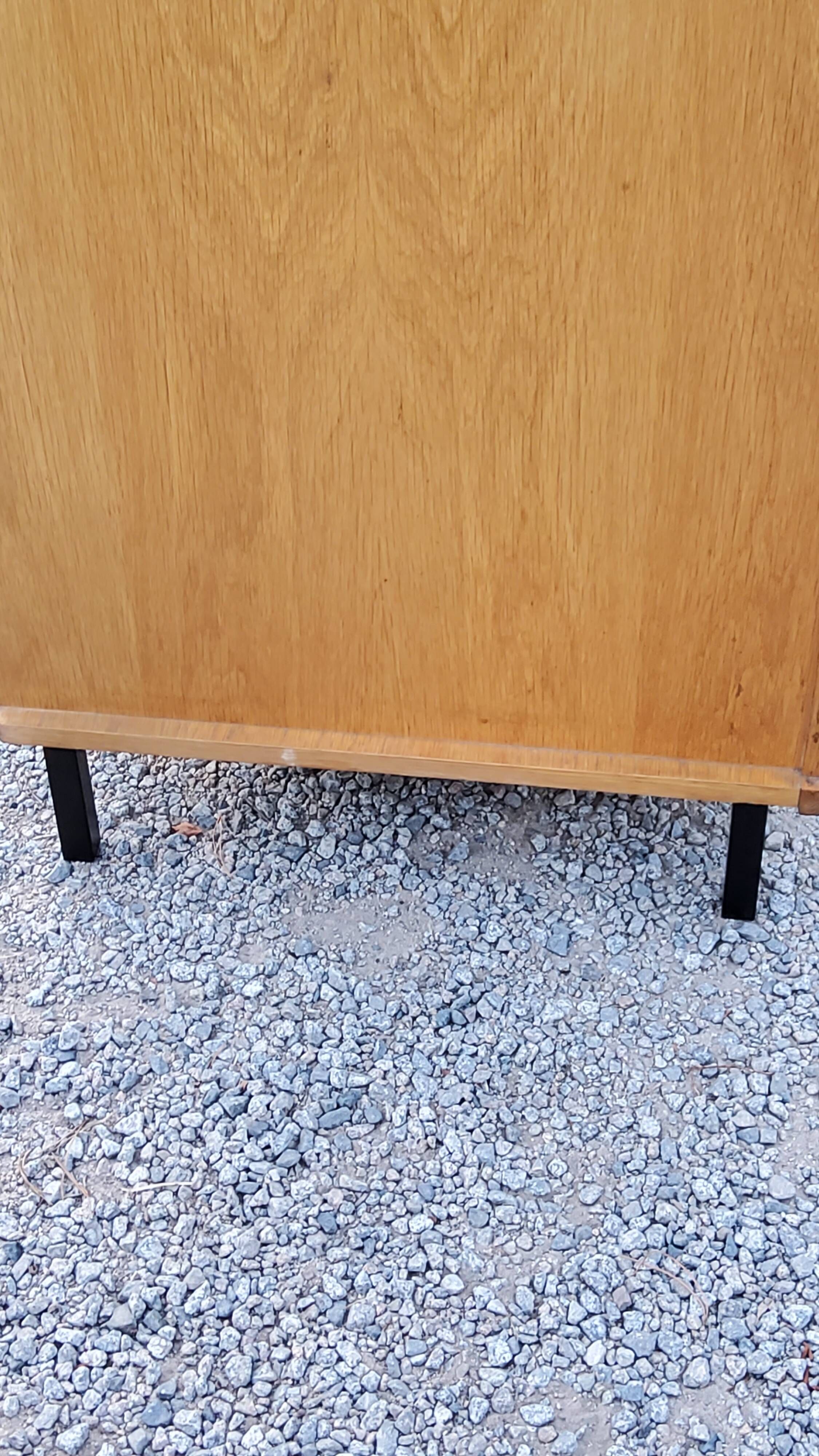 Vintage store chest of drawers in blond oak metal tube legs 4 drawers
