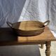 Large flat oval woven rattan basket with handles, Indonesian L53x64