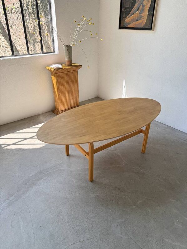 Table basse ovale en hêtre, Ikea 1980