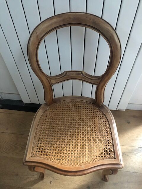 Set of 2 Louis Philippe chairs wood and cannage