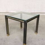 Steel and brass square coffee table, Belgium, 1980s