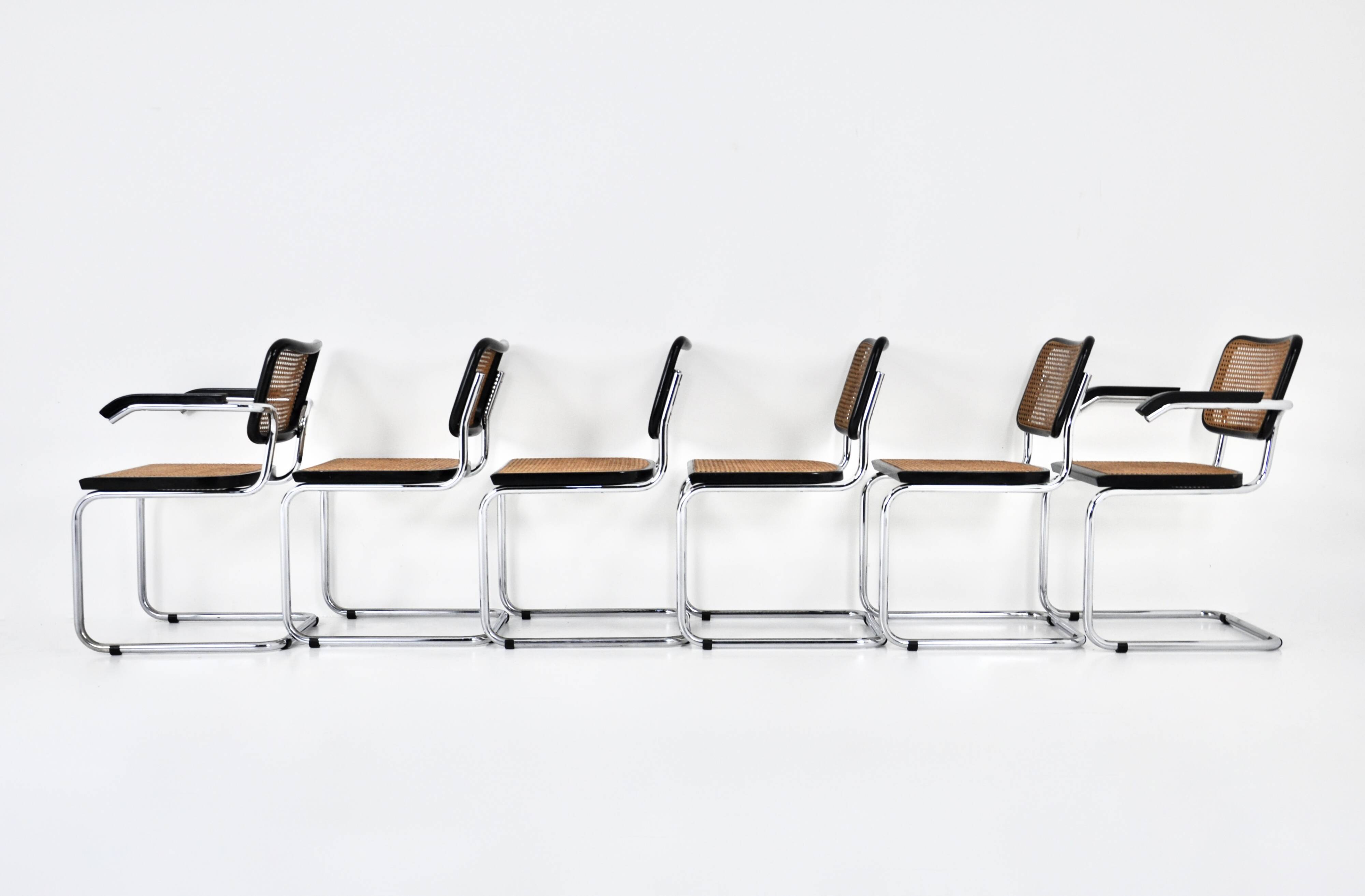 Ensemble de 6 chaises de salle à manger style B32 par Marcel Breuer