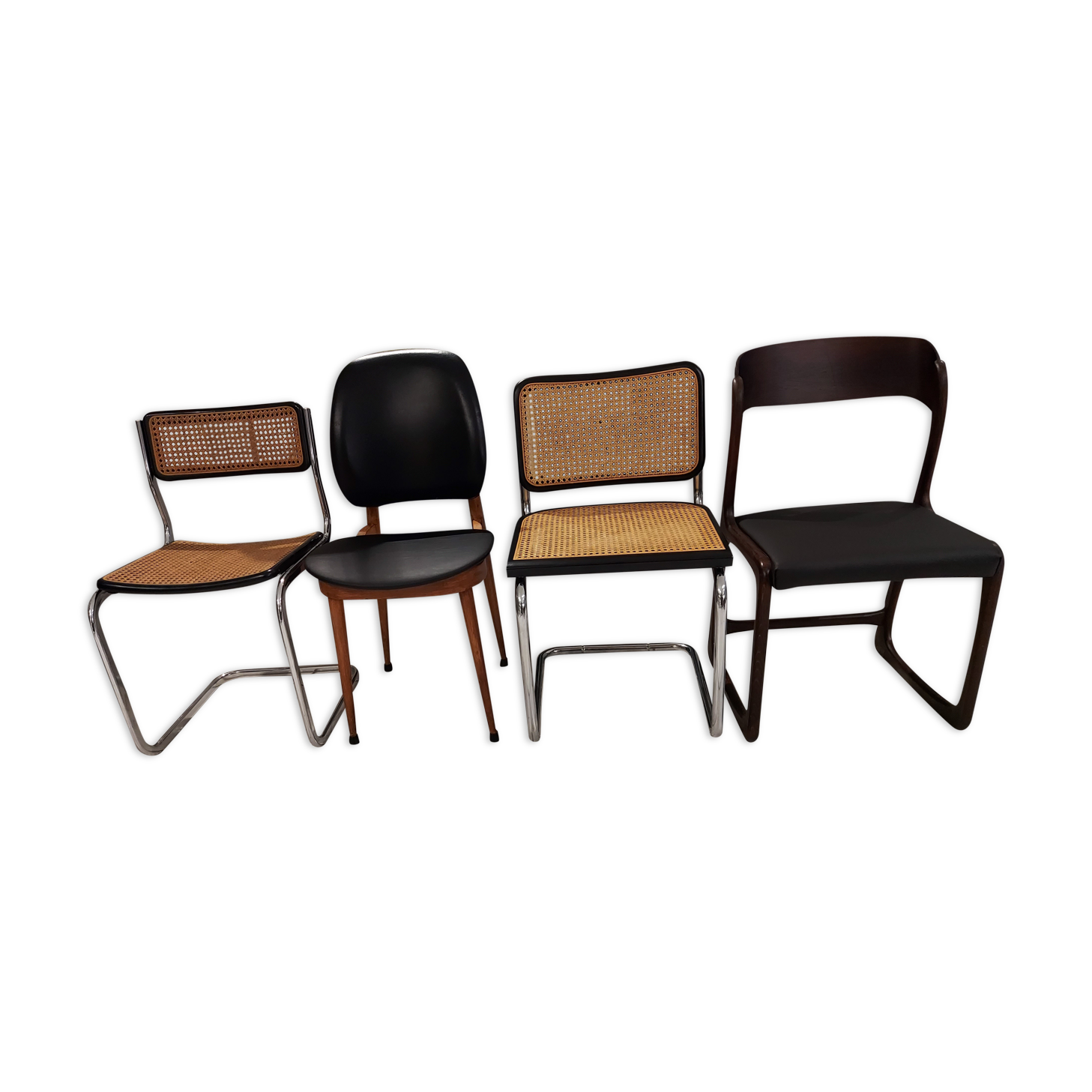 Suite of 4 mismatched chairs vintage model Marcel Breuer,Adrien,Baumann