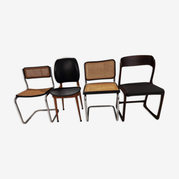 Suite de 4 chaises dépareillées vintage modèle  Marcel Breuer,Adrien,Baumann