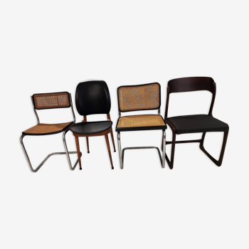 Suite of 4 mismatched chairs vintage model Marcel Breuer,Adrien,Baumann