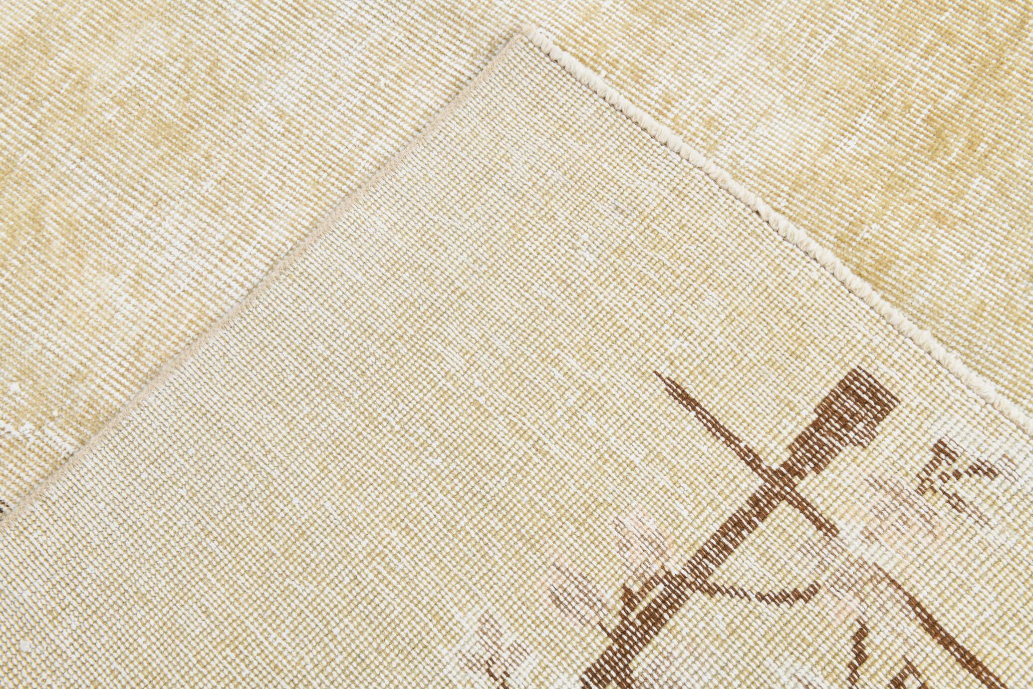 7x9 Shades Of Tan Beige Vintage Rug, 203x281Cm