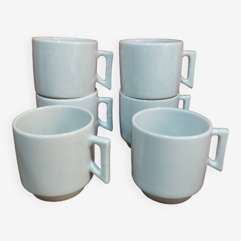 Vintage: set of 6 stackable white porcelain bistro coffee cups