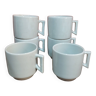 Vintage : lot de 6 tasses à café bistrot en porcelaine blanche empilable