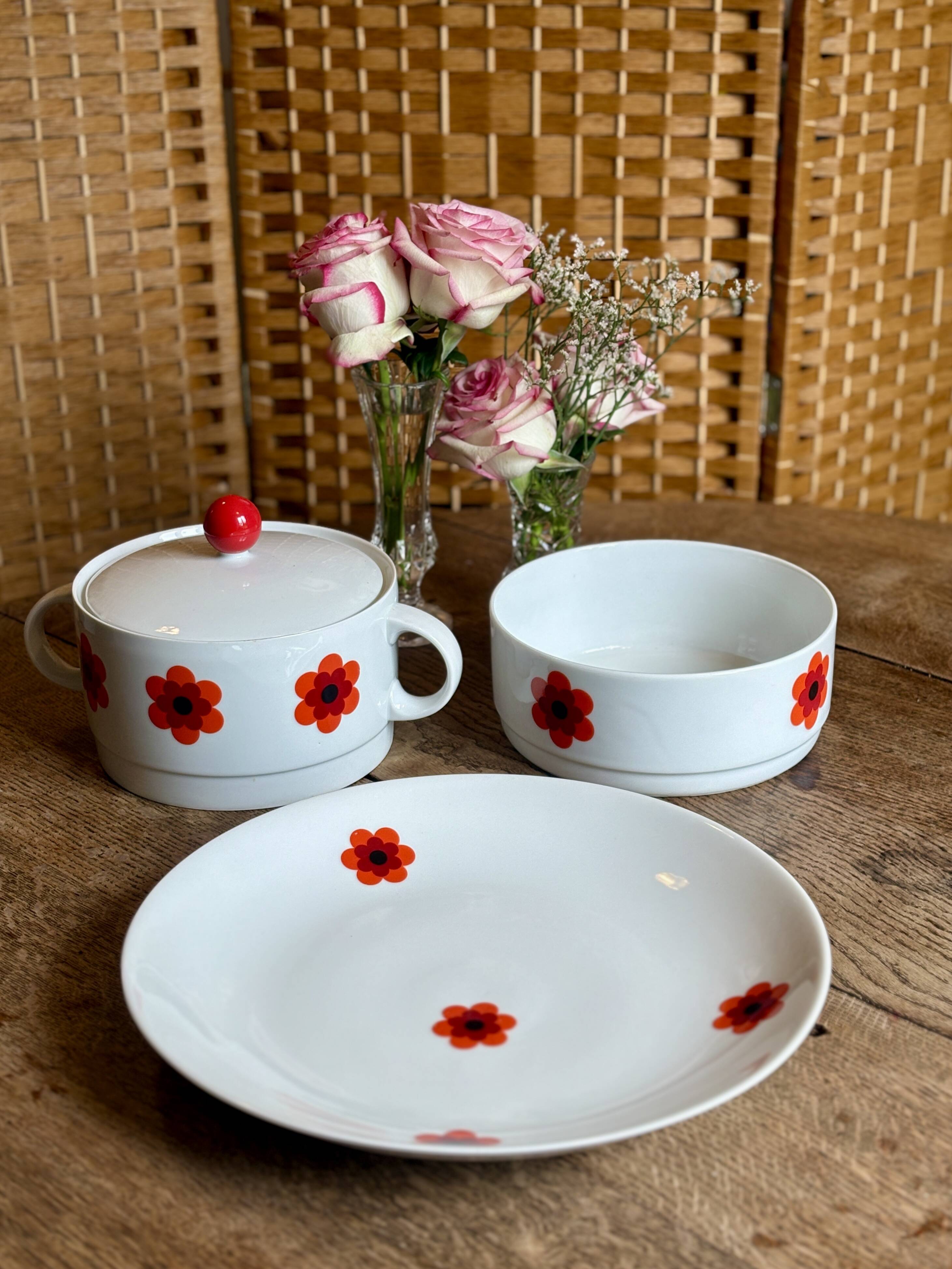 Lot de 3 plats de service vintages Scherzer Bavaria