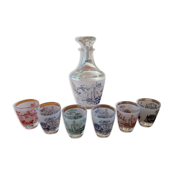 Service à liqueur vintage verrerie d'Arques