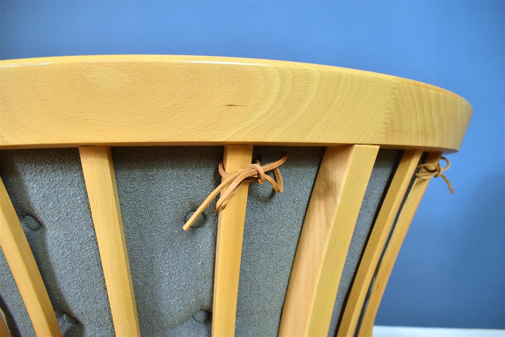 Mid century modern retro danish grey 'Maria' beech lounge armchair by Stouby