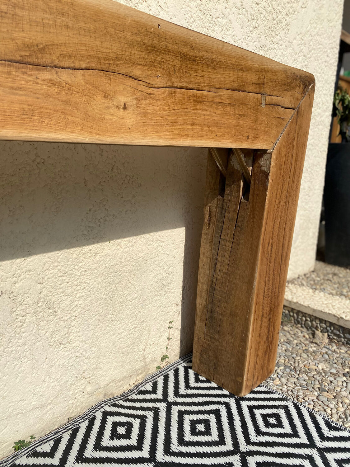 Solid oak beam console