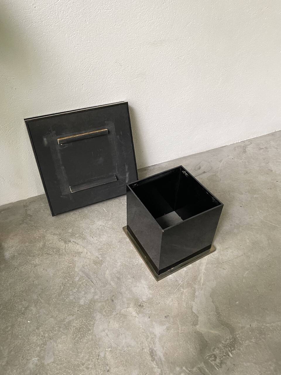 Black lacquer and brass console coffee table