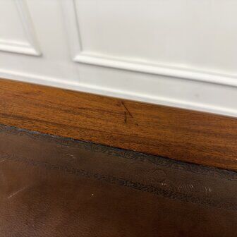 Classic English side table with brown leather top
