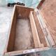 Old vintage blue patinated wood workshop crate