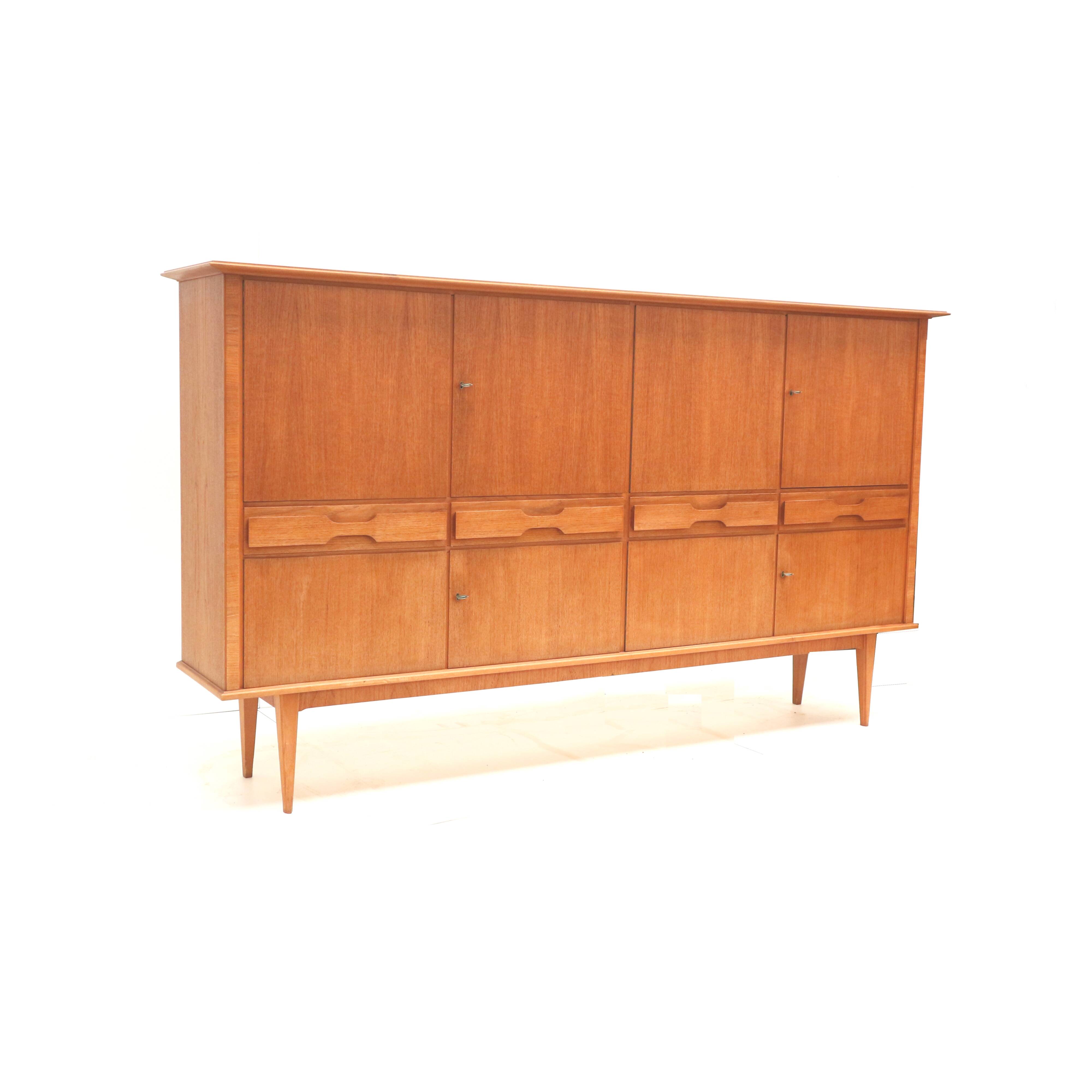 Large vintage teak highboard made in the 60s