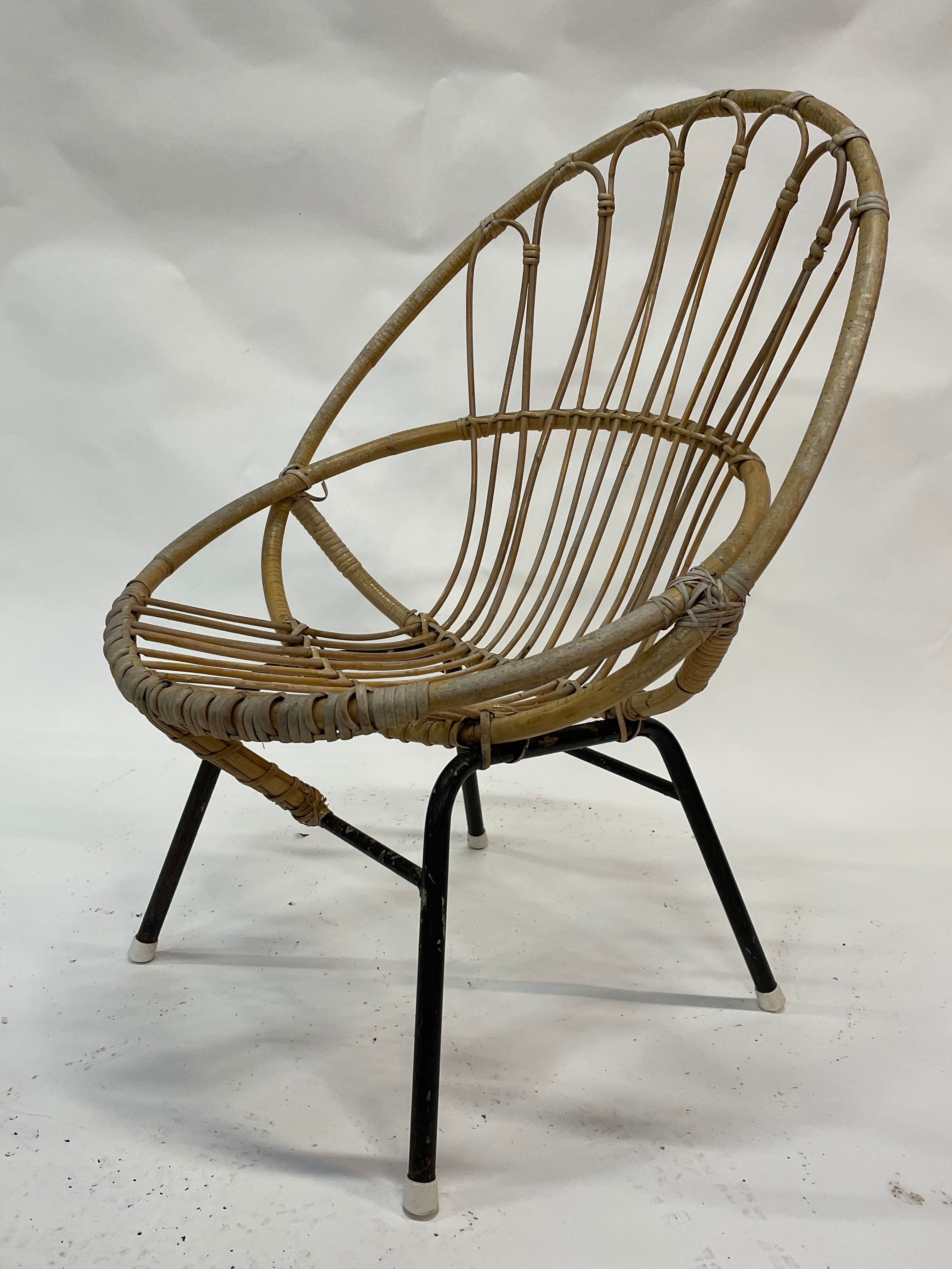 Vintage rattan chair by Dirk van Sliedregt Rohe Noordwolde 1960 in the Netherlands