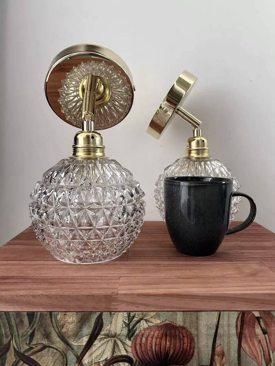 Pair of vintage glass wall sconces