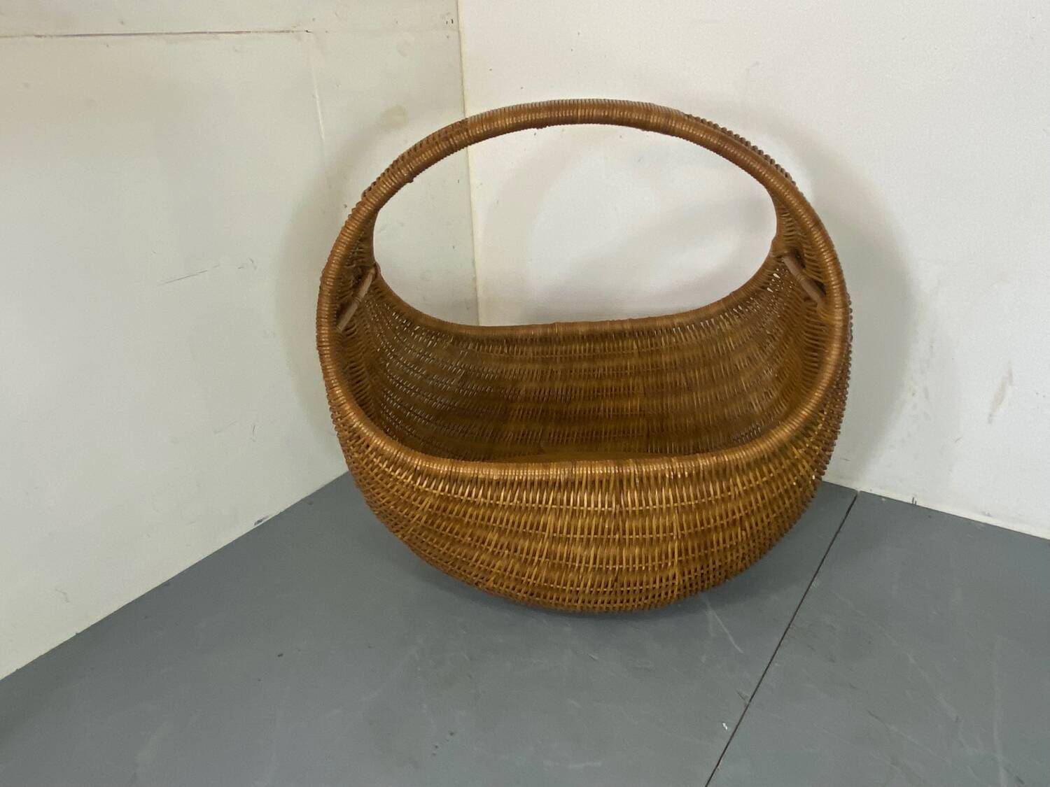Vintage Wicker and Bamboo Basket Baby Bed  Netherlands, 1960s
