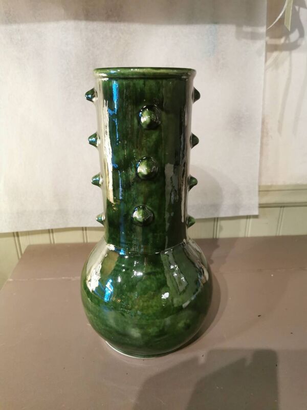 Vase à picots en céramique verte Maroc