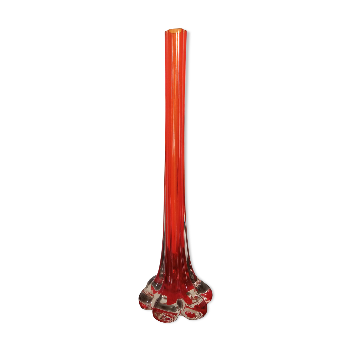 Soliflore in red glass flower foot 1970