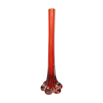 Soliflore in red glass flower foot 1970