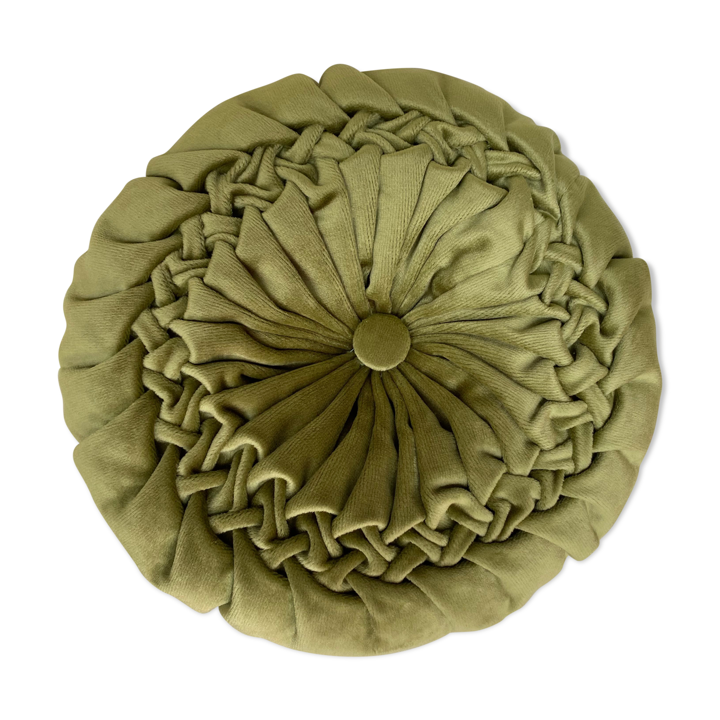 Vintage round pleated velvet cushion
