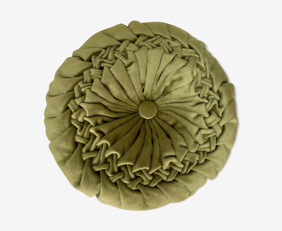 Coussin velours plissé rond vintage
