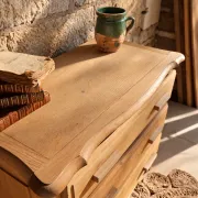 Small antique chest of drawers in light oak – 3 drawers