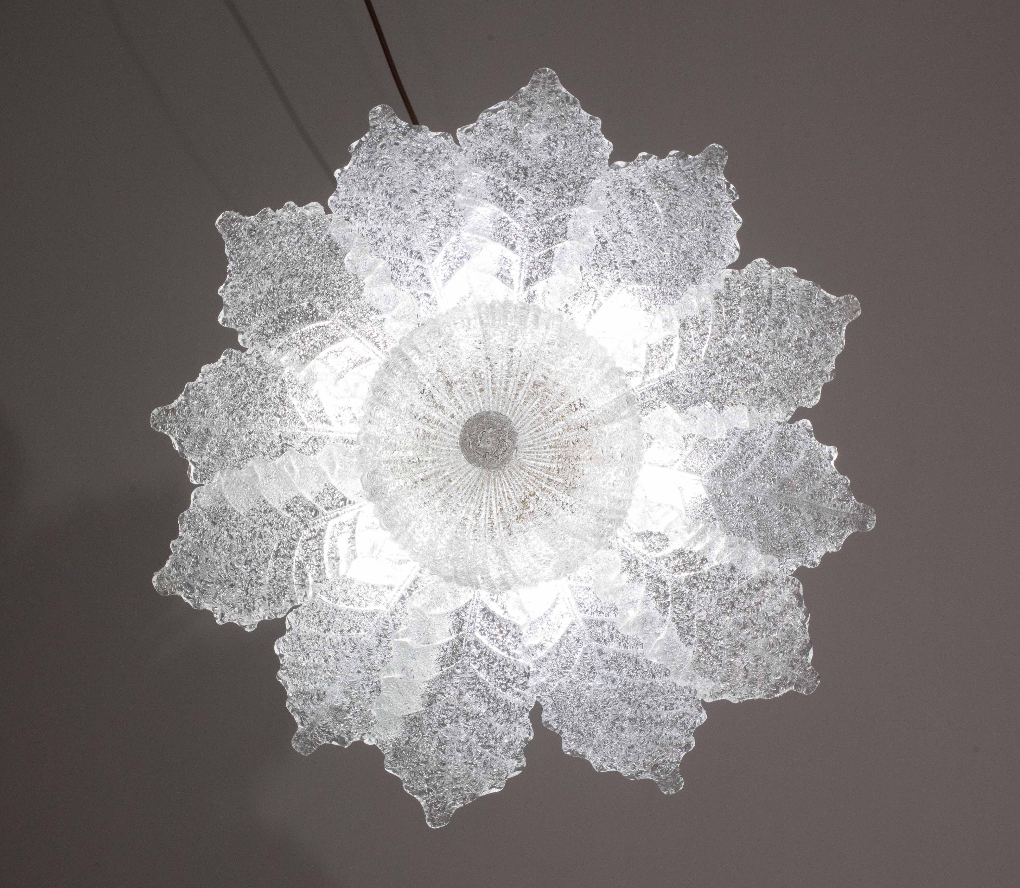 Ischia, Murano Clear trasparent Vintage Glass Ceiling Light, 1970s