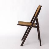 Chaise pliante en teck et rotin, Allemagne années 1970