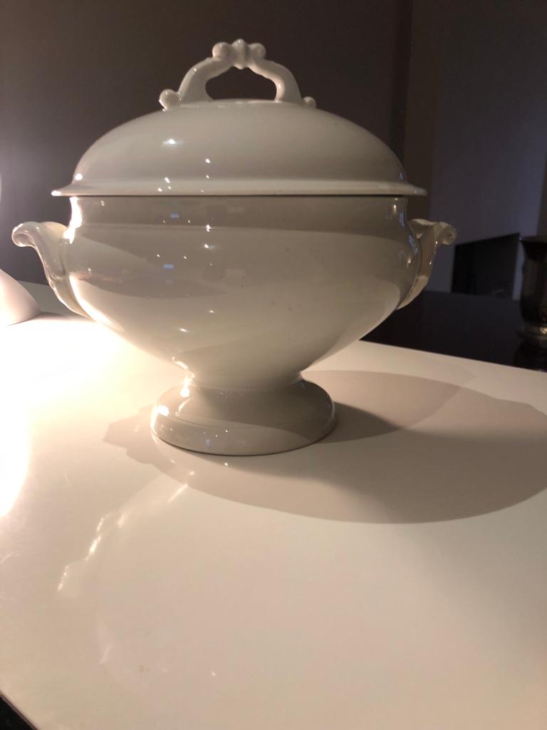 White faience tureen