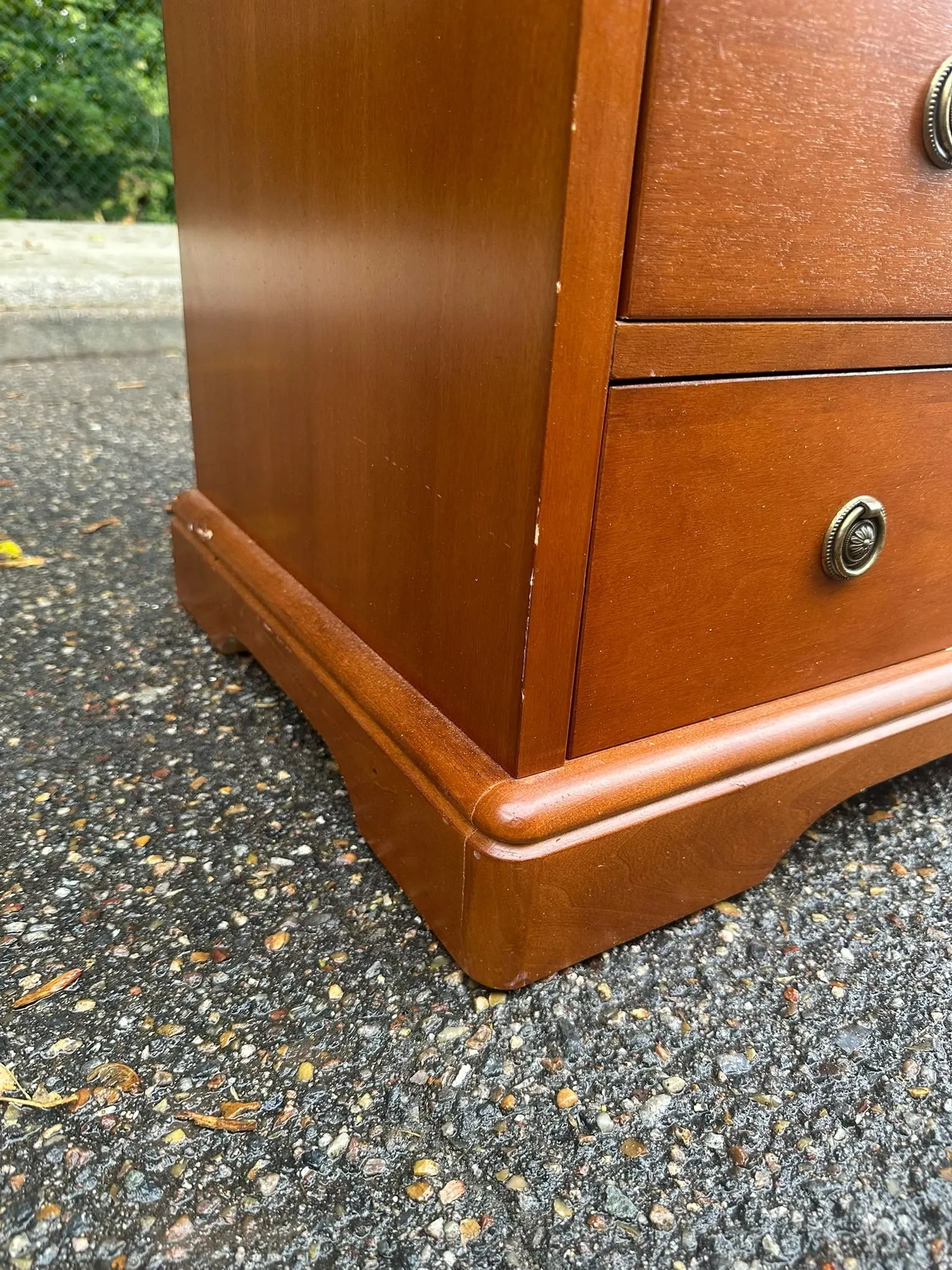 Chest of drawers with 4 drawers in Louis Philippe style, stained cherry wood, 1980.