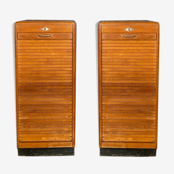 Paire de meubles classeur en bois, édition jac - 1950