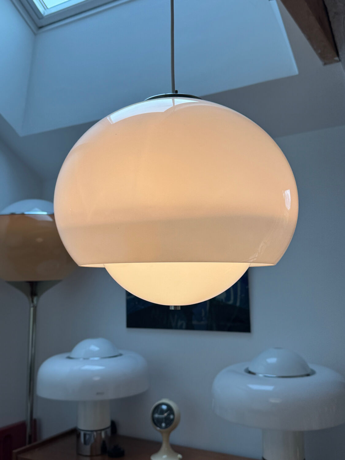 Vintage pendant lamp Harvey Guzzini Burgos: spatial suspension i