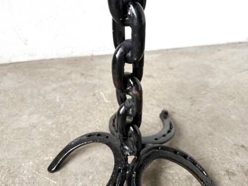 Large wrought iron floor candlestick, folk art, around 1900