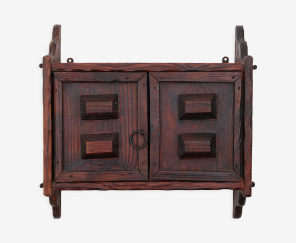 Armoire murale en bois foncé, années 50