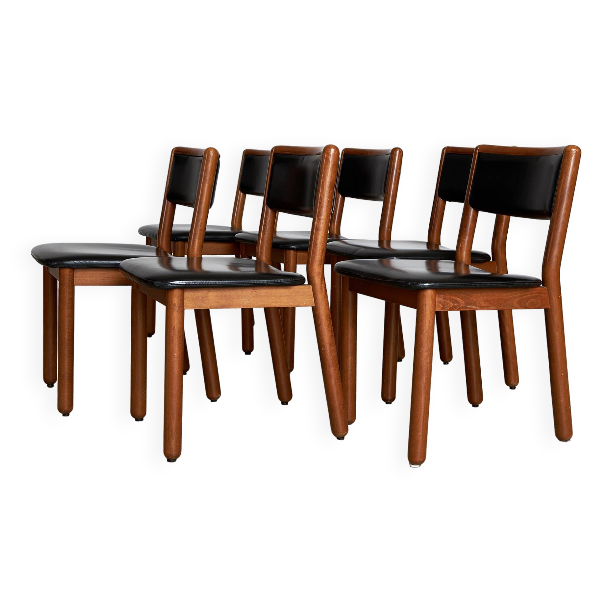 Set of Italian Leather Glossy Finish Chairs