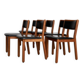 Set of Italian Leather Glossy Finish Chairs