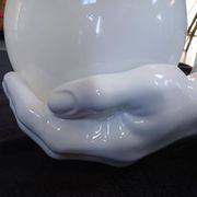 Giant hand-applied white ceramic Art Deco lamp.