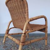 Rattan and bamboo armchair, 70s