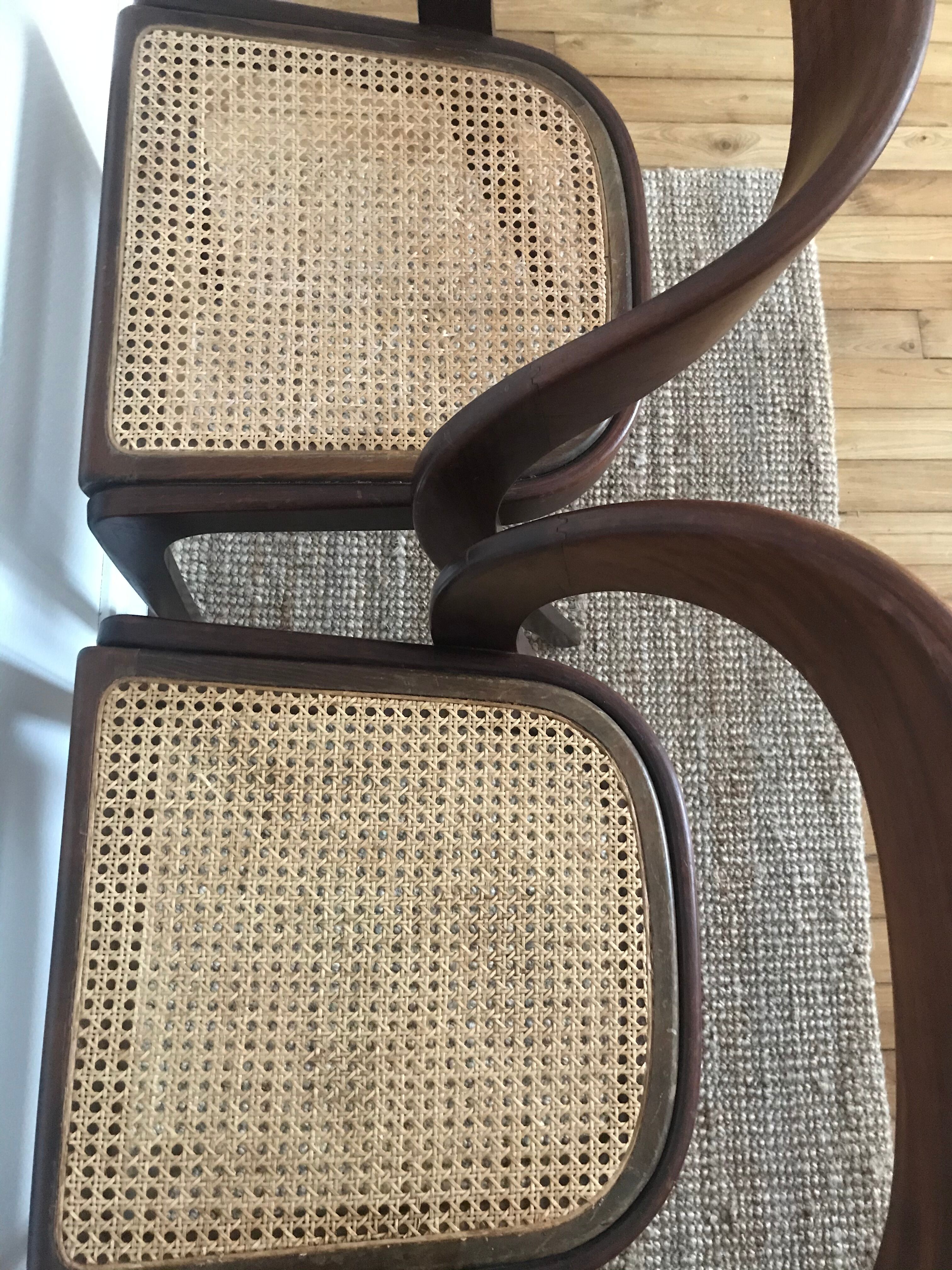 Pair of Baumann canne gondole chairs