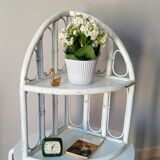 Vintage rattan wall corner shelf