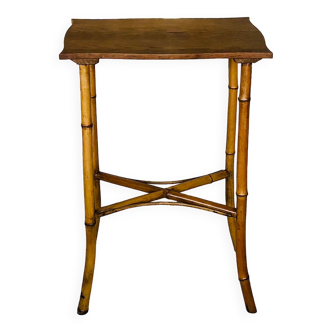 Large vintage side table in bamboo and rattan, circa 1930's