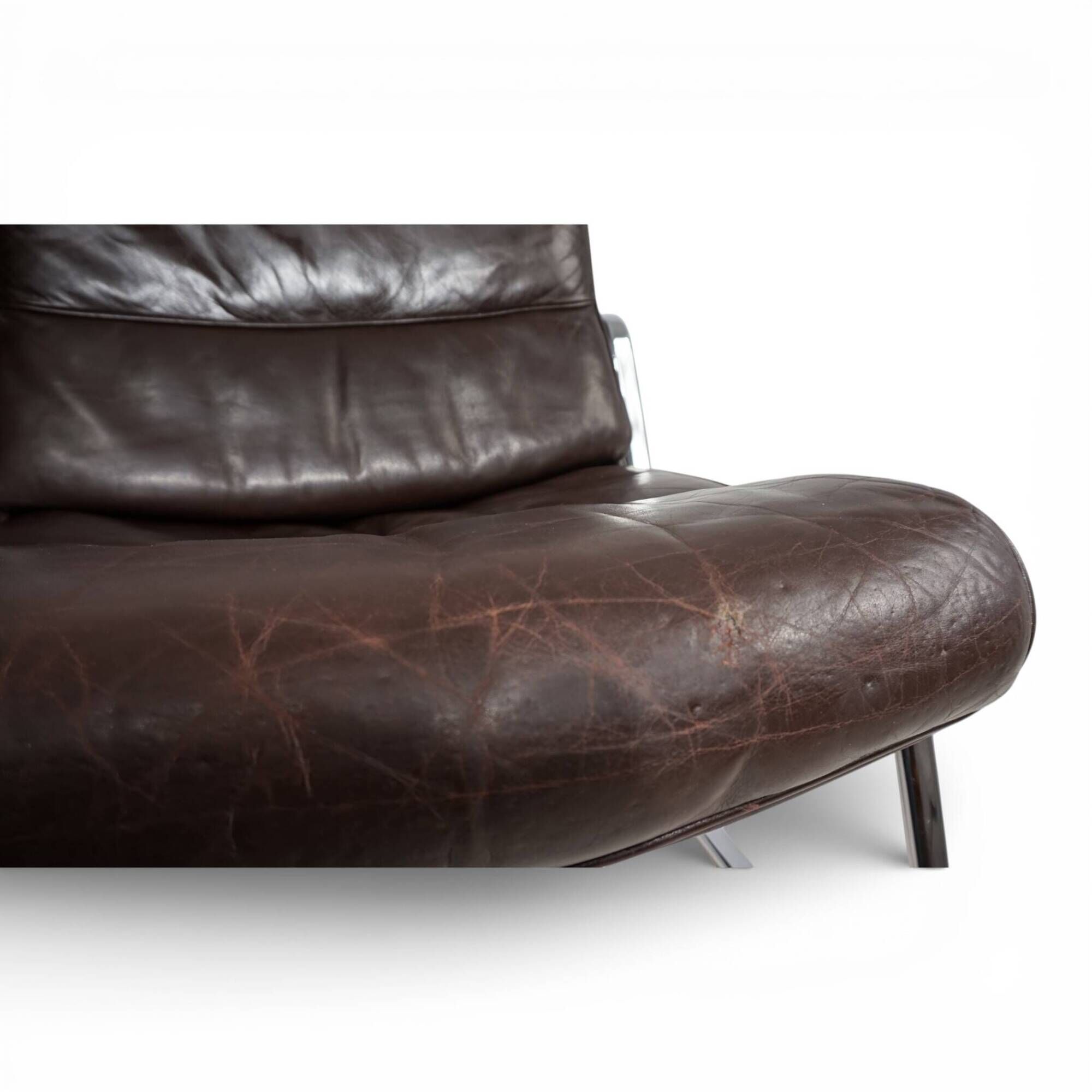 Set of 2 Drabert lounge chairs in brown leather by Gerd Lange, 1970