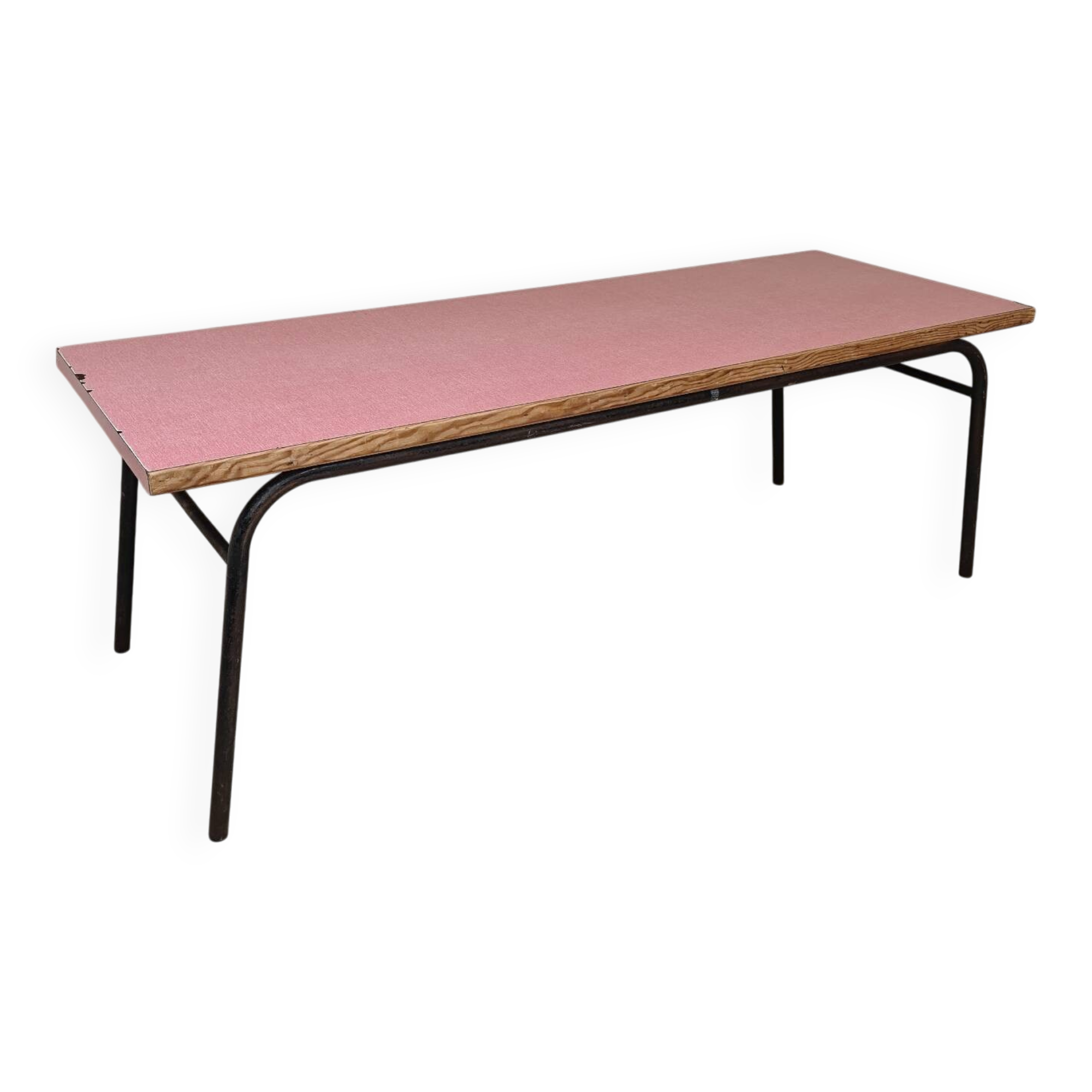 1960s pink Formica and metal refectory table