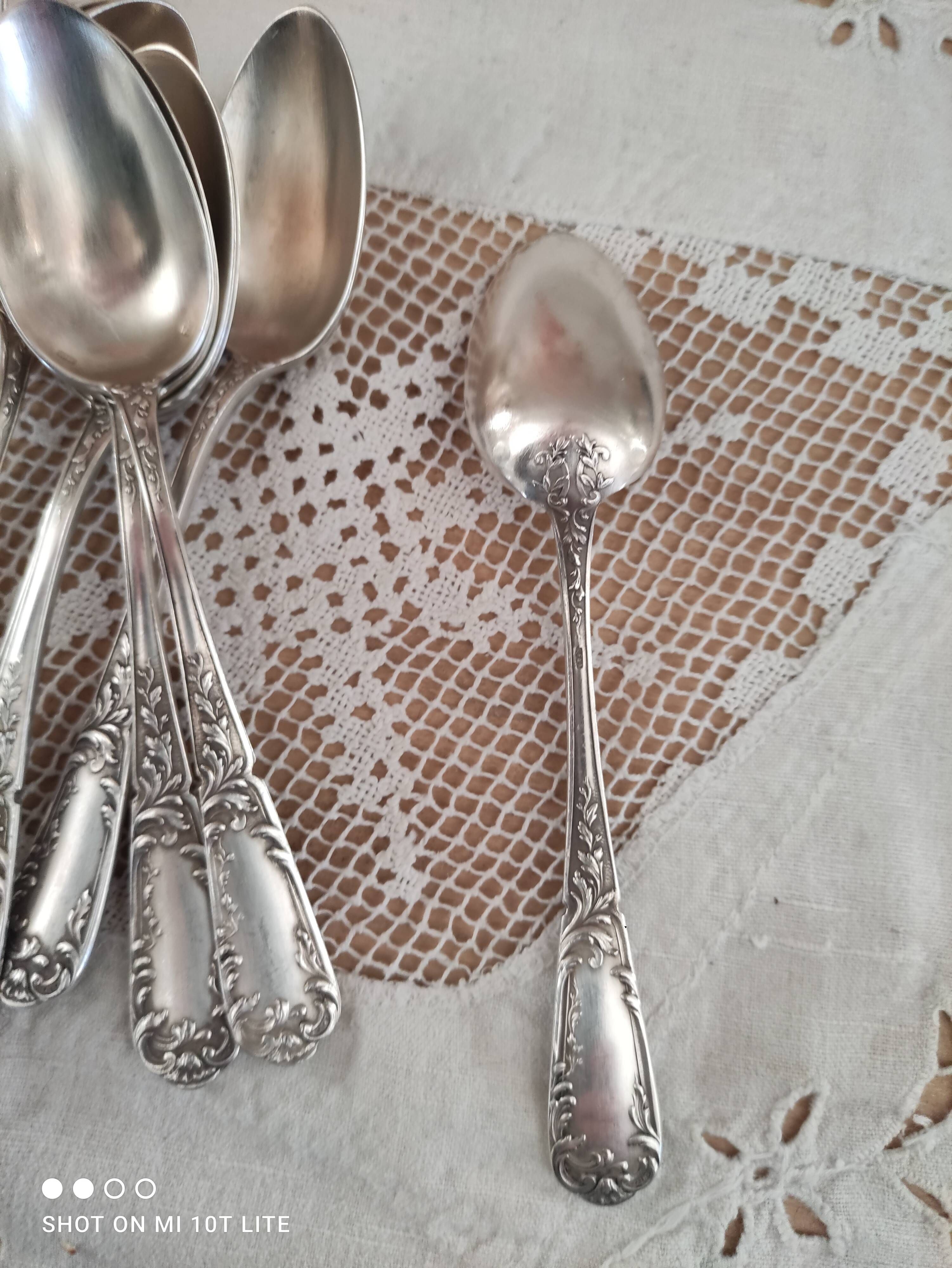 Lot of 12 small old spoons in silver metal